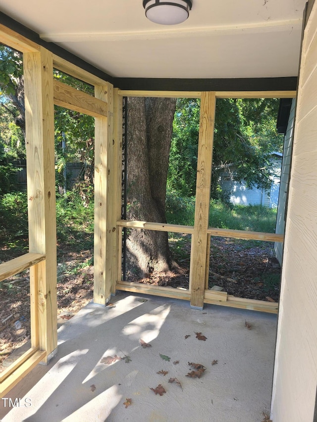 view of unfurnished sunroom