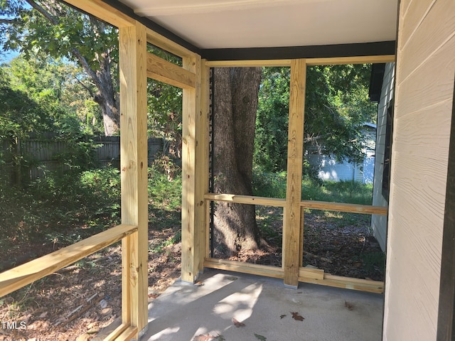 view of unfurnished sunroom