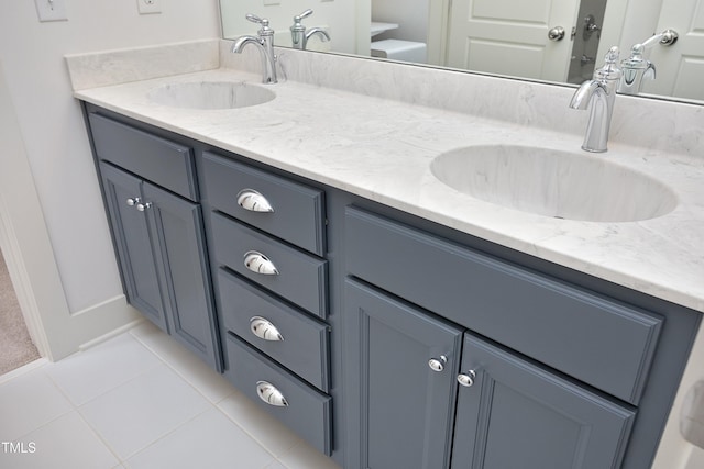 bathroom with tile patterned floors and vanity