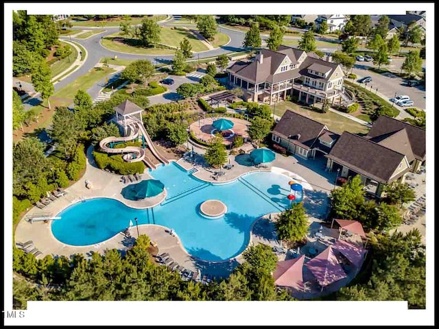 aerial view featuring a residential view