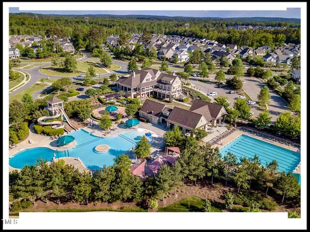 aerial view with a residential view