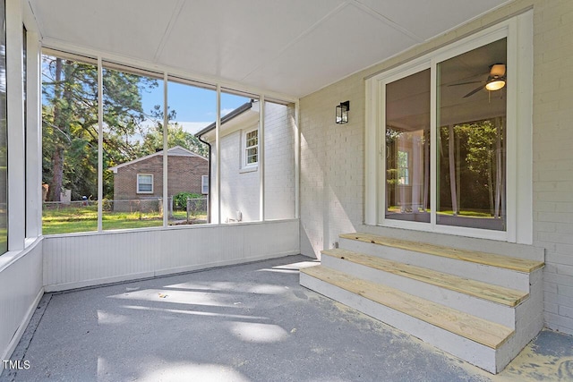 view of unfurnished sunroom