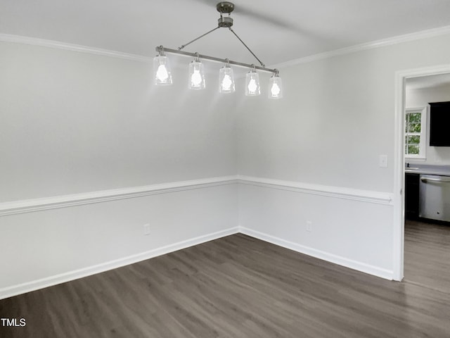 1599 Rogers Pointe Ln, Creedmoor, NC 27522 - unfurnished dining area featuring dark wood-style flooring and ornamental molding