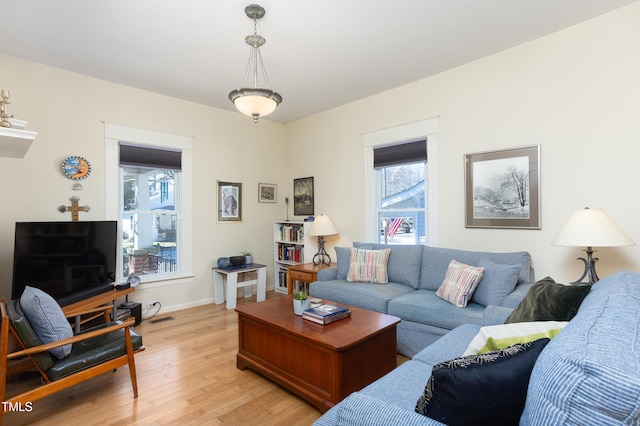 living room featuring light hardwood / wood-style floors