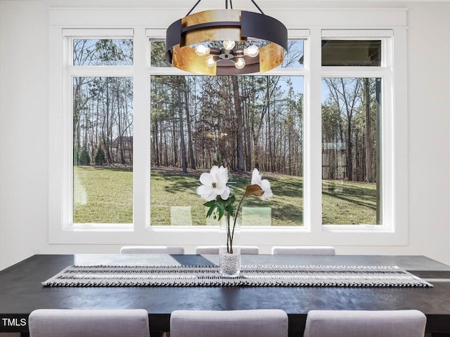 interior space with a notable chandelier