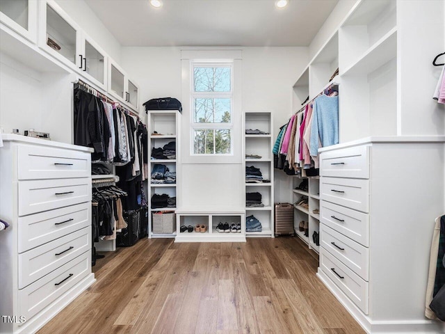 spacious closet with wood finished floors