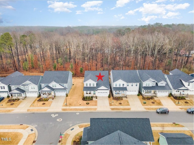 349 Shadow Falls Dr, Wendell, NC 27591 - aerial view of residential area featuring a forest