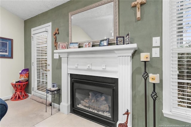 room details with a textured ceiling