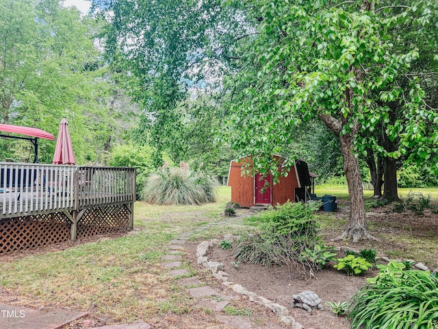 1413 Bud Hawkins Rd, Dunn, NC 28334 - view of yard featuring a wooden deck