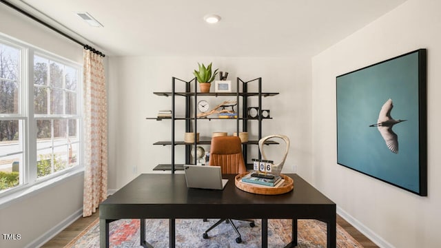 office space featuring hardwood / wood-style flooring