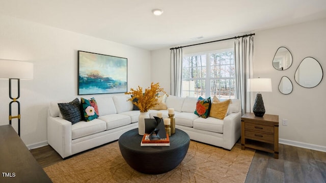 living room featuring hardwood / wood-style floors