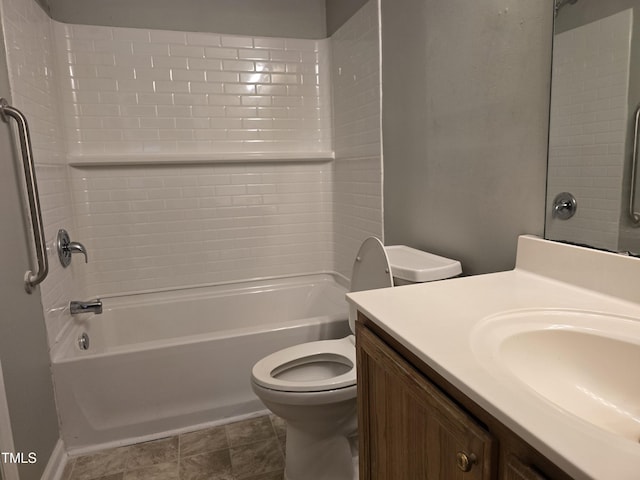 full bath with shower / bath combination, vanity, and toilet