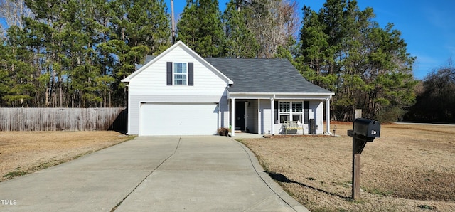 front facade featuring a garage and a porch