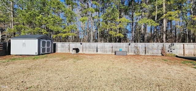 view of yard with a shed