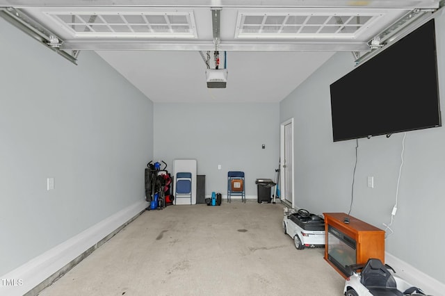 garage with a garage door opener