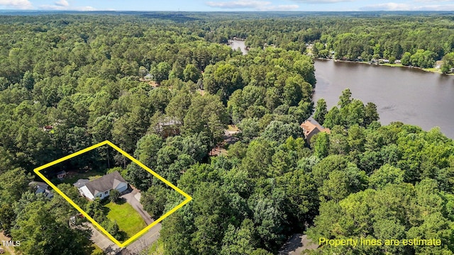 276 Sagamore Dr, Louisburg, NC 27549 - drone / aerial view with a water view and a forest view