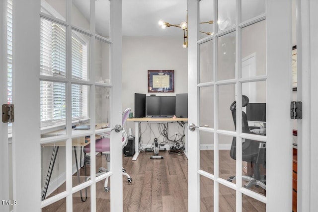 208 Cecelia Ct, Cary, NC 27519 - office area featuring french doors and wood finished floors