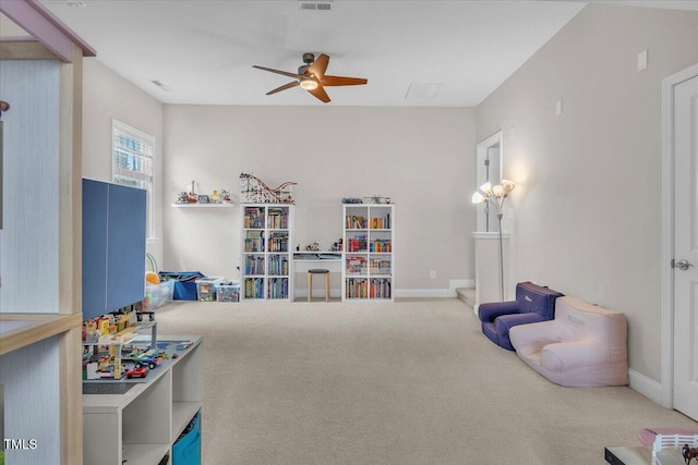 208 Cecelia Ct, Cary, NC 27519 - game room with carpet, ceiling fan, and baseboards