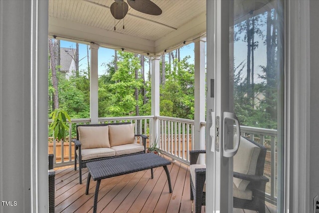 208 Cecelia Ct, Cary, NC 27519 - wooden terrace with ceiling fan