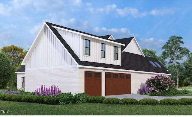 view of side of property featuring a garage