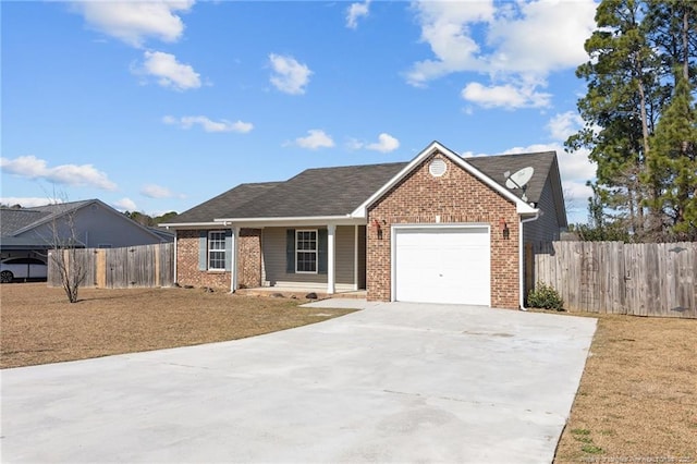 single story home with a garage