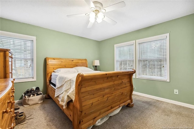 bedroom with carpet flooring and ceiling fan