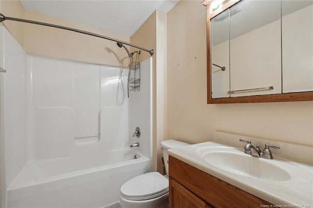 full bathroom featuring vanity, toilet, and washtub / shower combination