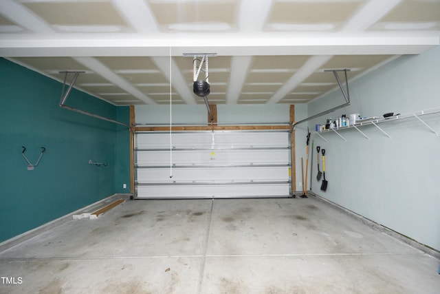 garage with a garage door opener