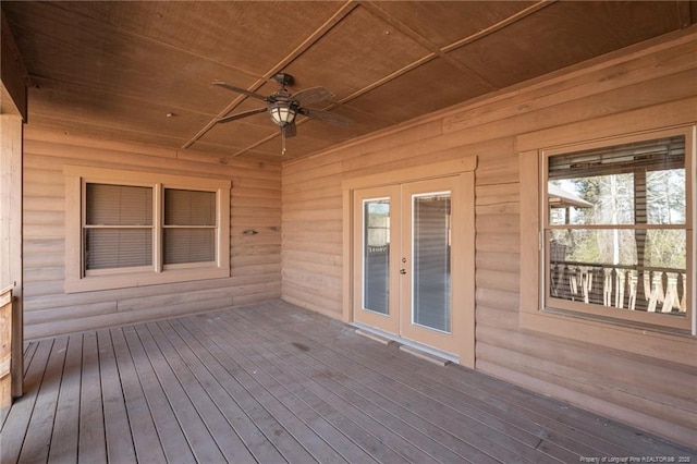 526 Grimble Dr, Linden, NC 28356 - wooden terrace featuring french doors and ceiling fan
