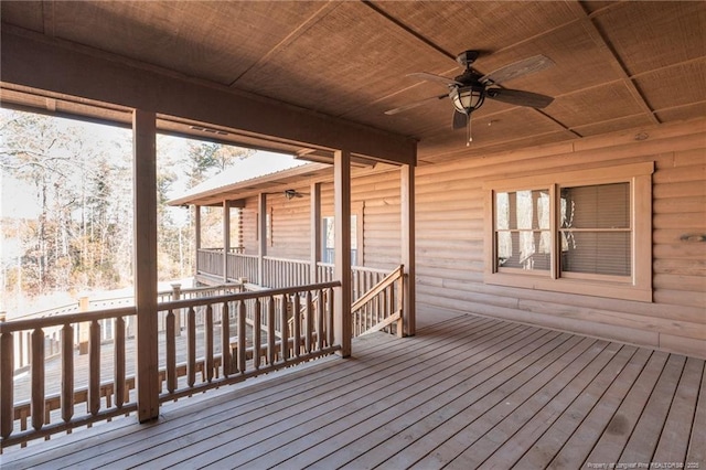 526 Grimble Dr, Linden, NC 28356 - snow covered deck with ceiling fan