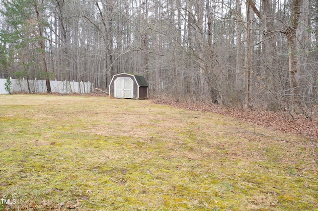 view of yard featuring a shed