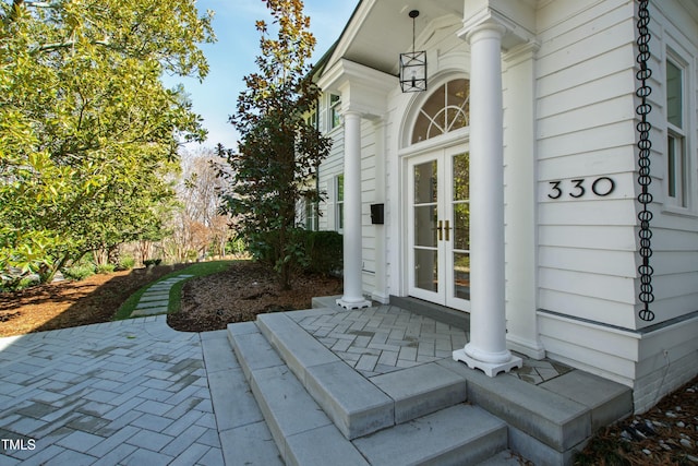 view of exterior entry with french doors