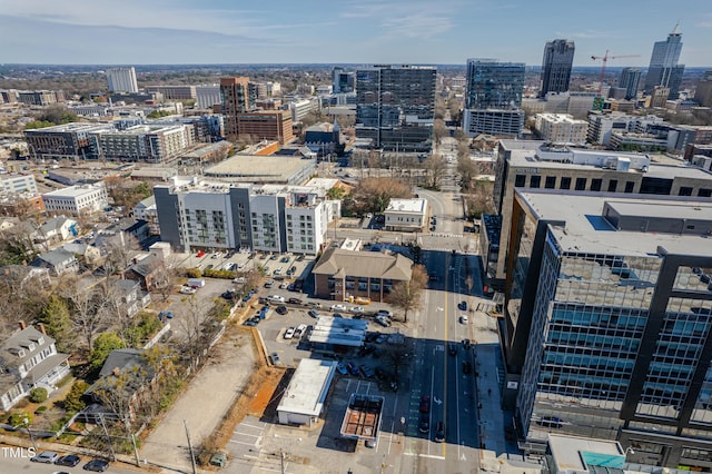 bird's eye view with a city view