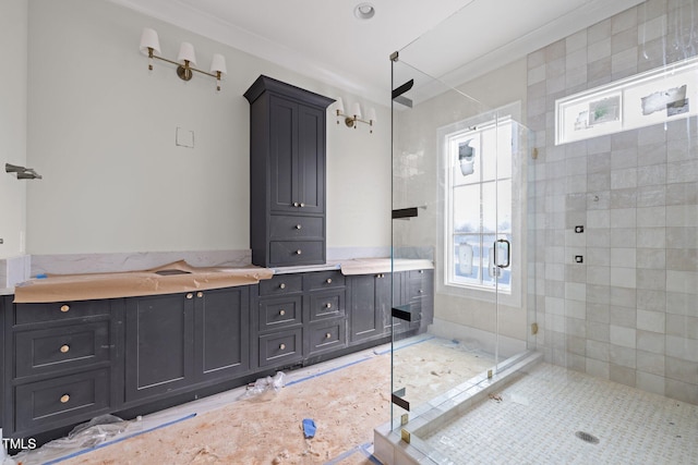 full bathroom featuring a shower stall