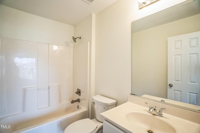 full bathroom featuring vanity, toilet, and shower / bathing tub combination
