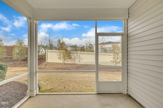 view of unfurnished sunroom