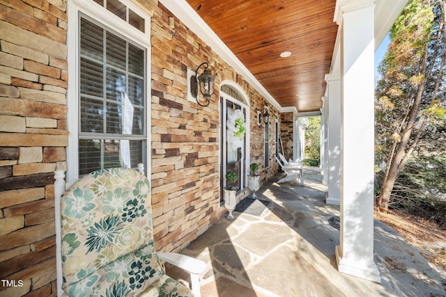 view of patio featuring covered porch