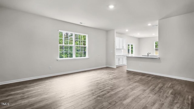 1009 Ocean Ct, Carthage, NC 28327 - unfurnished living room featuring dark wood-style floors and recessed lighting