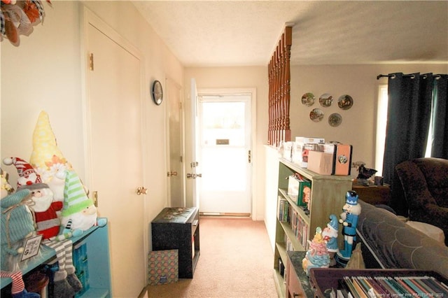 hallway featuring carpet floors