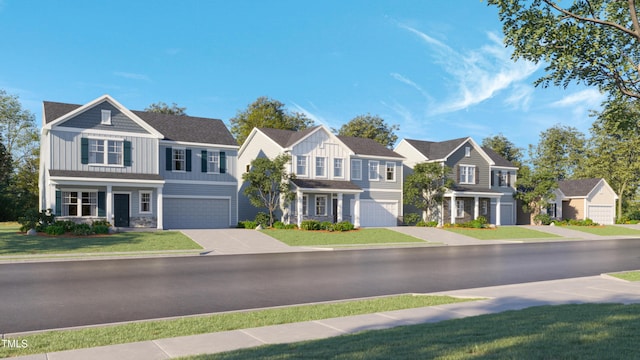 exterior space featuring a garage and a front yard