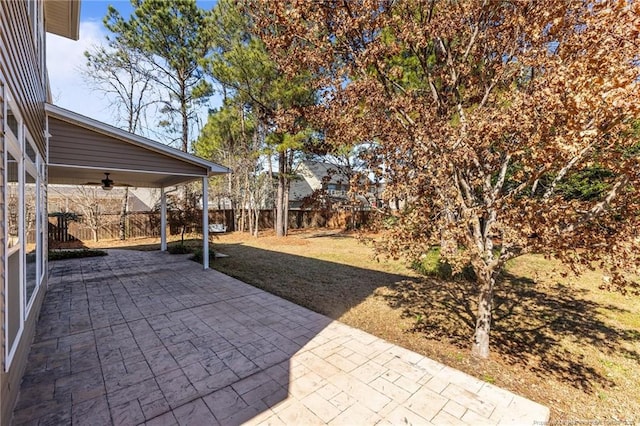 view of patio / terrace with ceiling fan