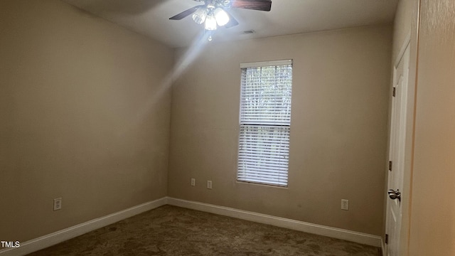 1828 Parkside Village Dr, Clayton, NC 27520 - unfurnished room featuring visible vents, baseboards, a ceiling fan, and carpet flooring