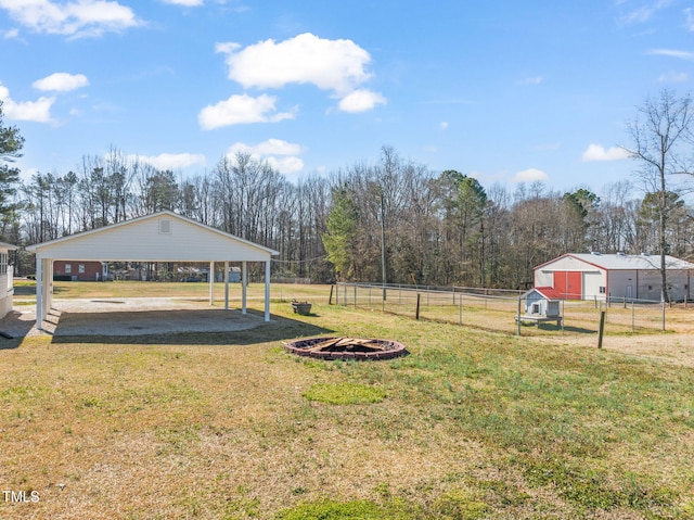 view of yard featuring a carport