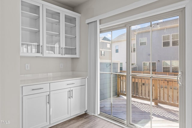 entryway with light wood-style flooring