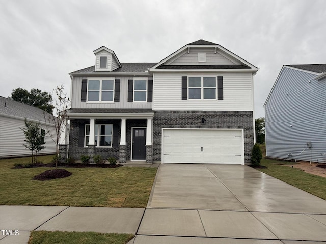 139 Ethel Ln, Angier, NC 27501 - craftsman inspired home with brick siding, concrete driveway, an attached garage, and a front yard