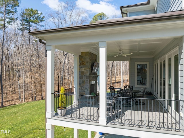 view of patio / terrace featuring a ceiling fan