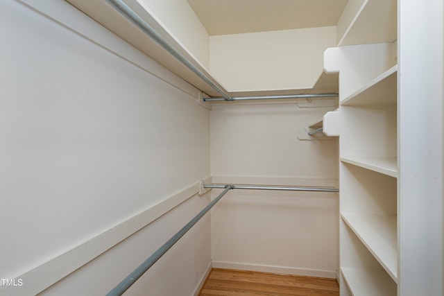 walk in closet with light wood-style flooring