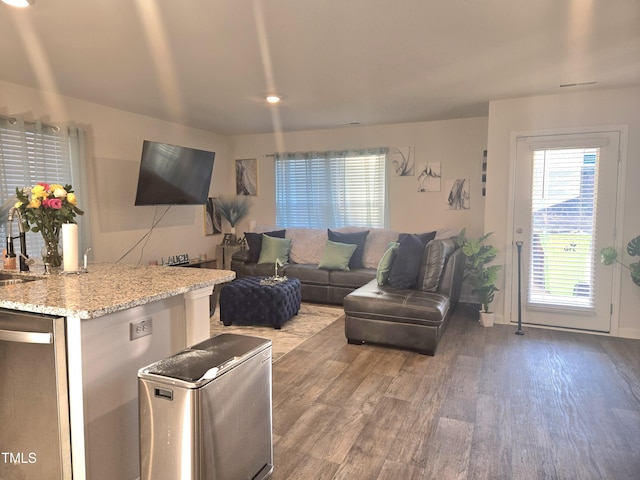 living area featuring wood finished floors