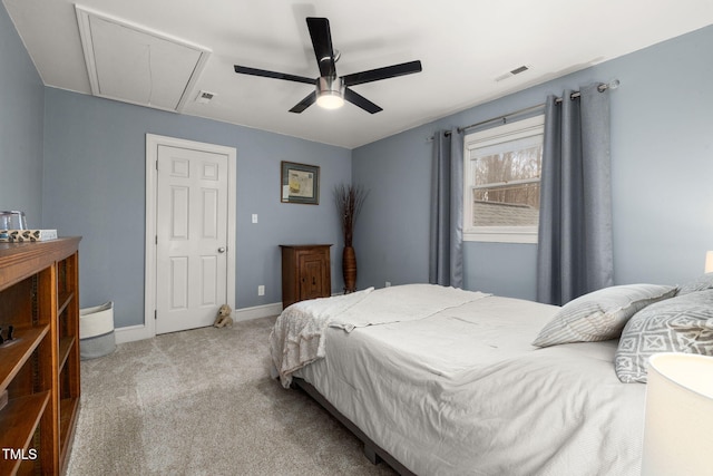 bedroom with carpet and ceiling fan