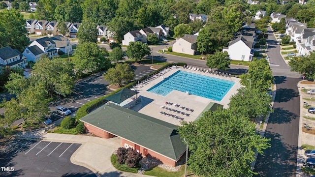 drone / aerial view with a residential view